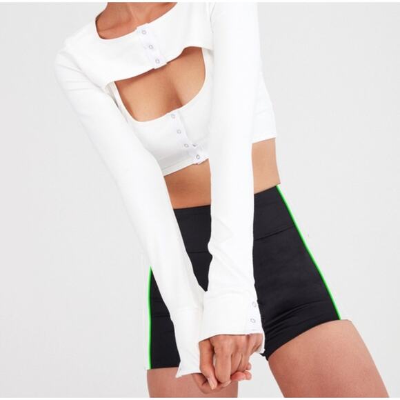 For Love And Lemons Pants - For Love and Lemons Knitwear Brandy Stripe Shorts Size XS Black High Rise